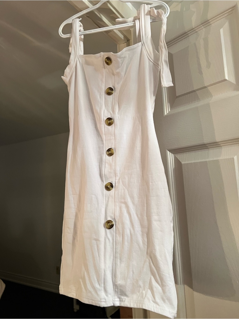 Missguided White Button-Front Tie Strap Mini Dress